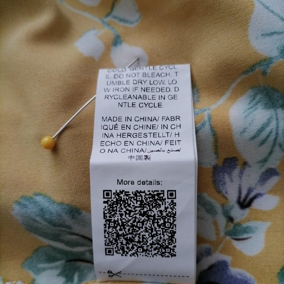 Shein Womens Yellow Clasi Floral Print Self Belted Ruffle Dip Hem Blouse Size L - Picture 7 of 7